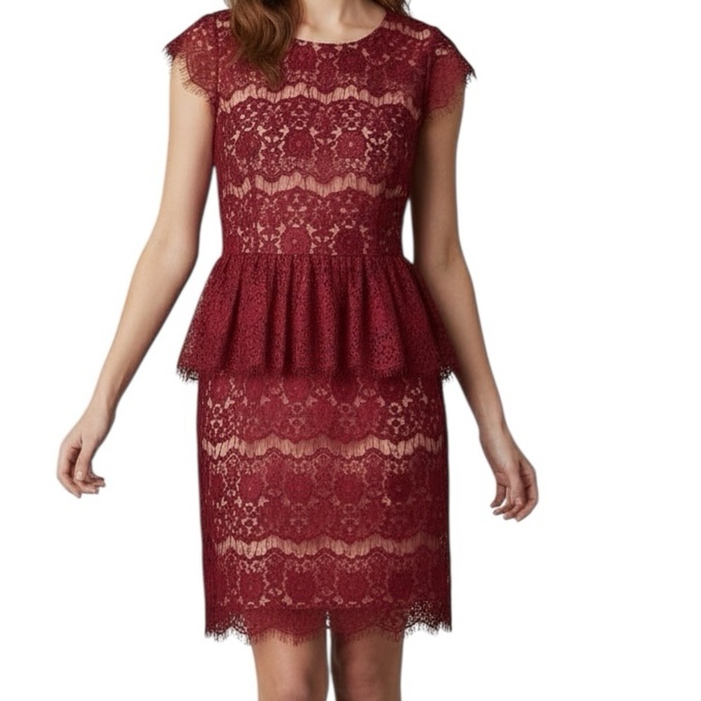 NWT MAEVE Elsa Lace Back Zipper Lined Peplum Dress Size Small